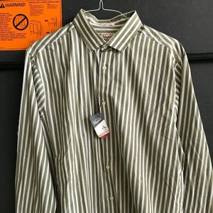 Green and White Striped Penguin Shirt